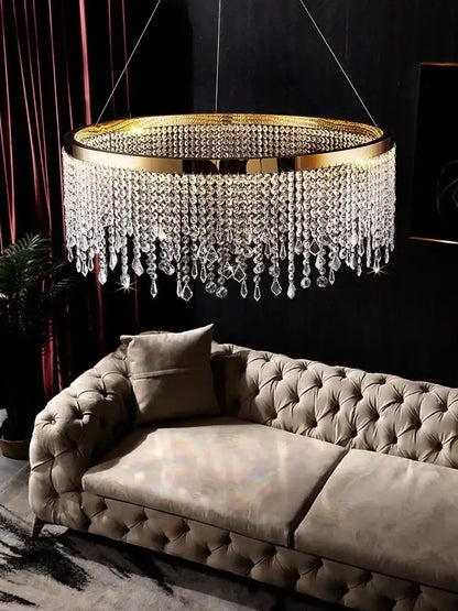 Modern gold crystal chandelier dining room lighting fixture