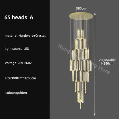 Modern gold crystal chandelier dining room luxury pendant light