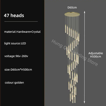 Modern gold crystal chandelier dining room luxury pendant light
