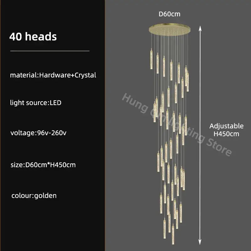 Modern gold crystal chandelier dining room luxury pendant light
