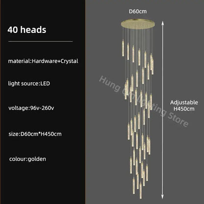 Modern gold crystal chandelier dining room luxury pendant light