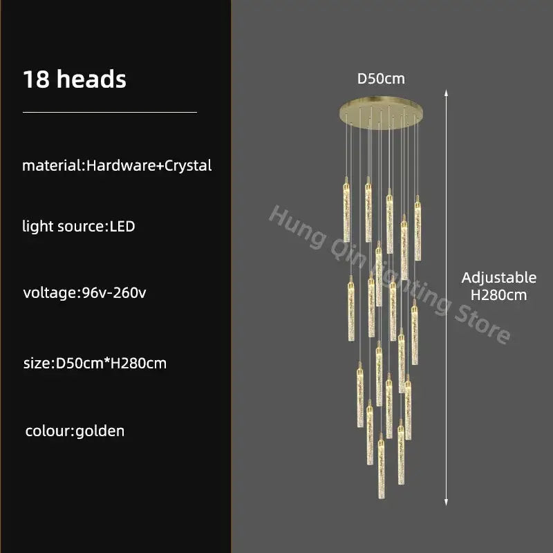 Modern gold crystal chandelier dining room luxury pendant light