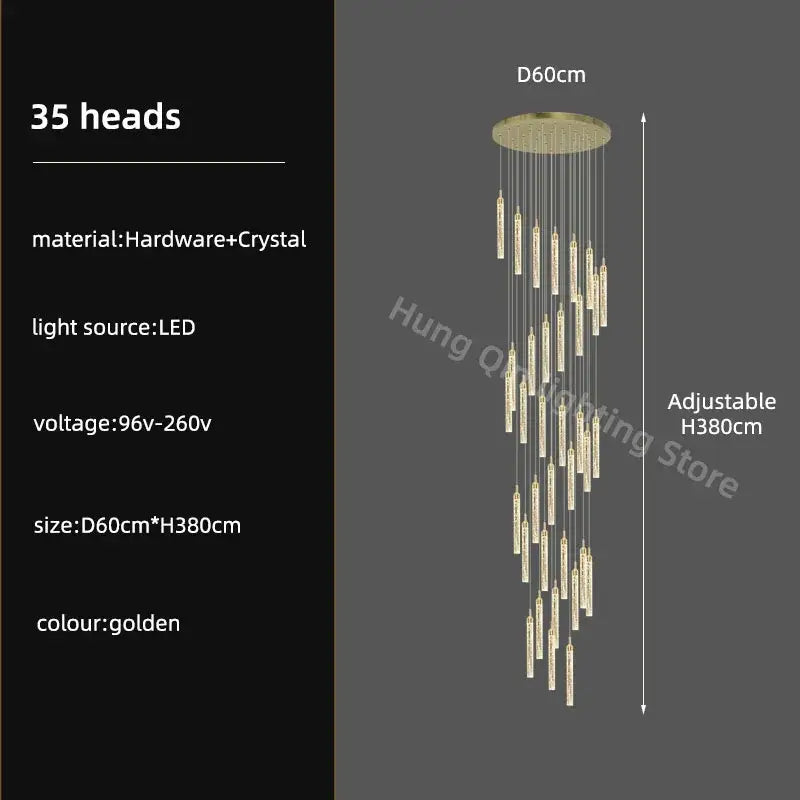 Modern gold crystal chandelier dining room luxury pendant light