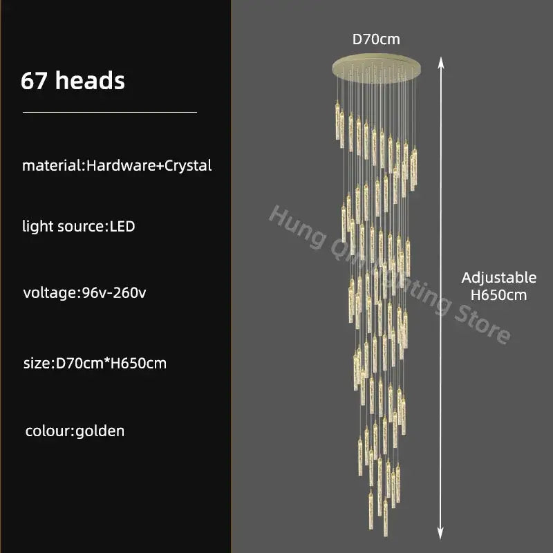 Modern gold crystal chandelier dining room luxury pendant light