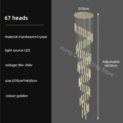 Modern gold crystal chandelier dining room luxury pendant light