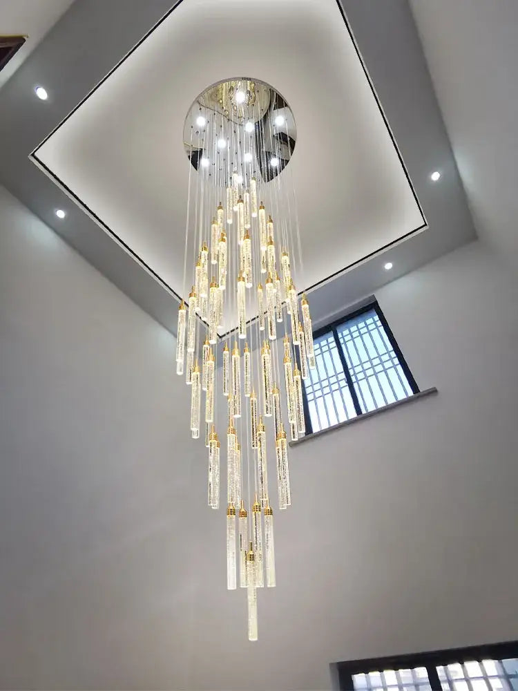 Modern gold crystal chandelier dining room luxury pendant light
