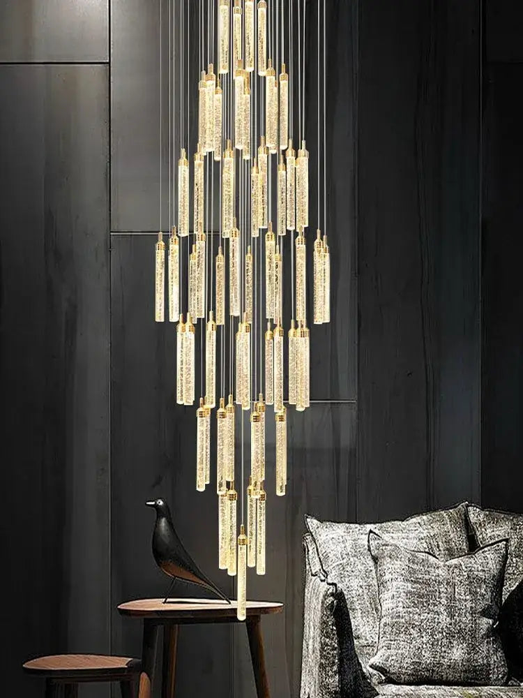 Modern gold crystal chandelier dining room luxury pendant light