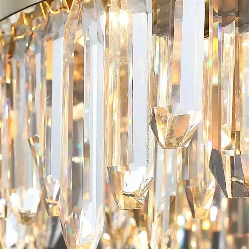 Modern gold crystal circle ceiling chandelier dining room light