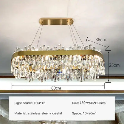 Modern gold crystal circle ceiling chandelier dining room light