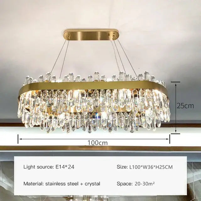 Modern gold crystal circle ceiling chandelier dining room light