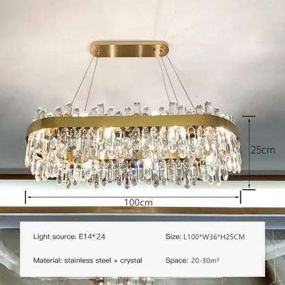 Modern gold crystal circle ceiling chandelier dining room light
