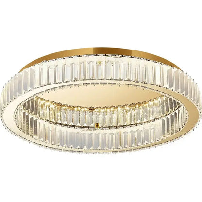Modern gold crystal circle chandelier living room led ceiling lamp