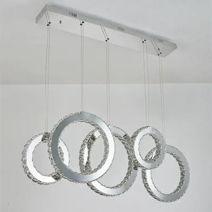 Modern gold crystal circle led pendant chandelier dining room