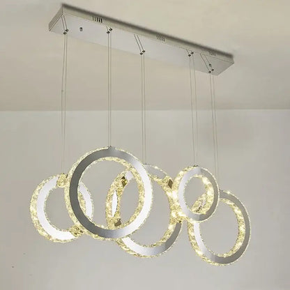 Modern gold crystal circle led pendant chandelier dining room
