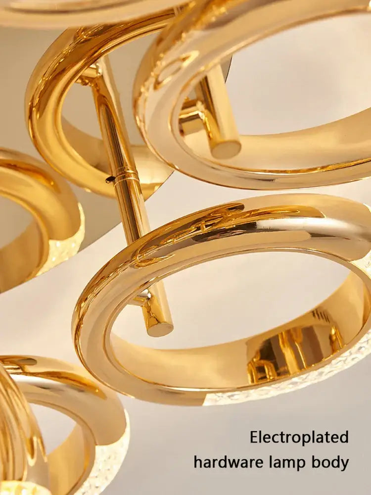Modern gold crystal circle ring led ceiling light bedroom