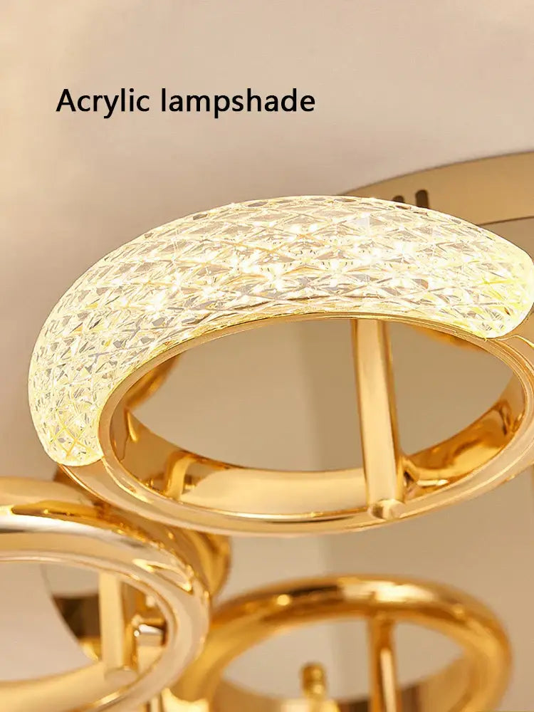 Modern gold crystal circle ring led ceiling light bedroom