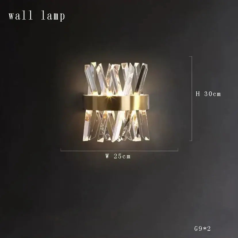 Modern gold crystal circular staircase chandelier villa foyer light