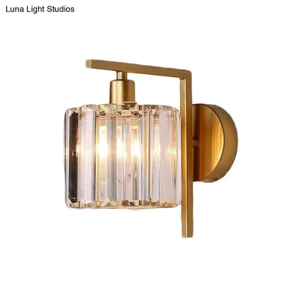 Modern gold crystal column wall sconce bedroom light