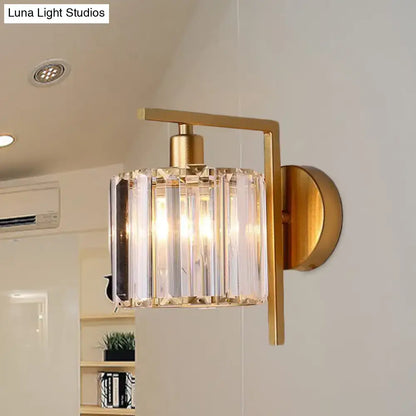 Modern gold crystal column wall sconce bedroom light