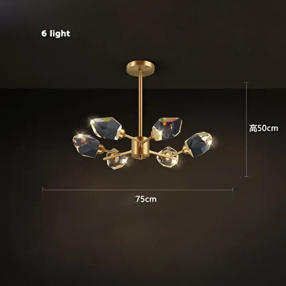 Modern gold crystal copper round chandelier dining room led light