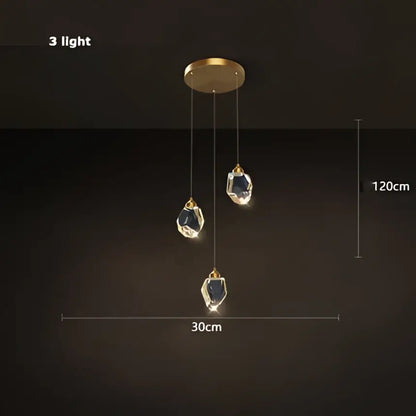Modern gold crystal copper round chandelier dining room led light