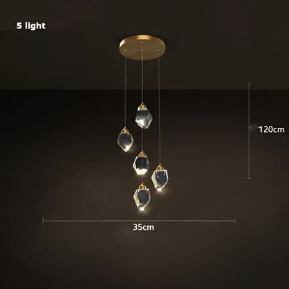 Modern gold crystal copper round chandelier dining room led light