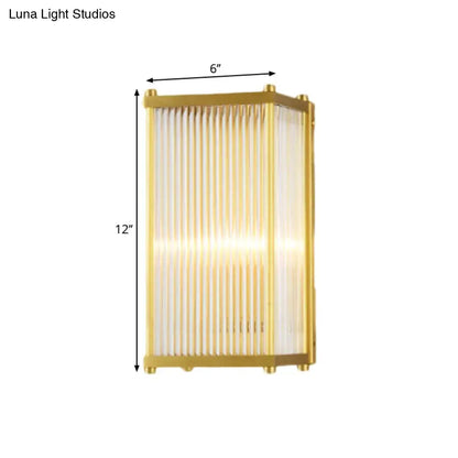 Modern gold crystal cuboid wall sconce light bedroom glass lamp