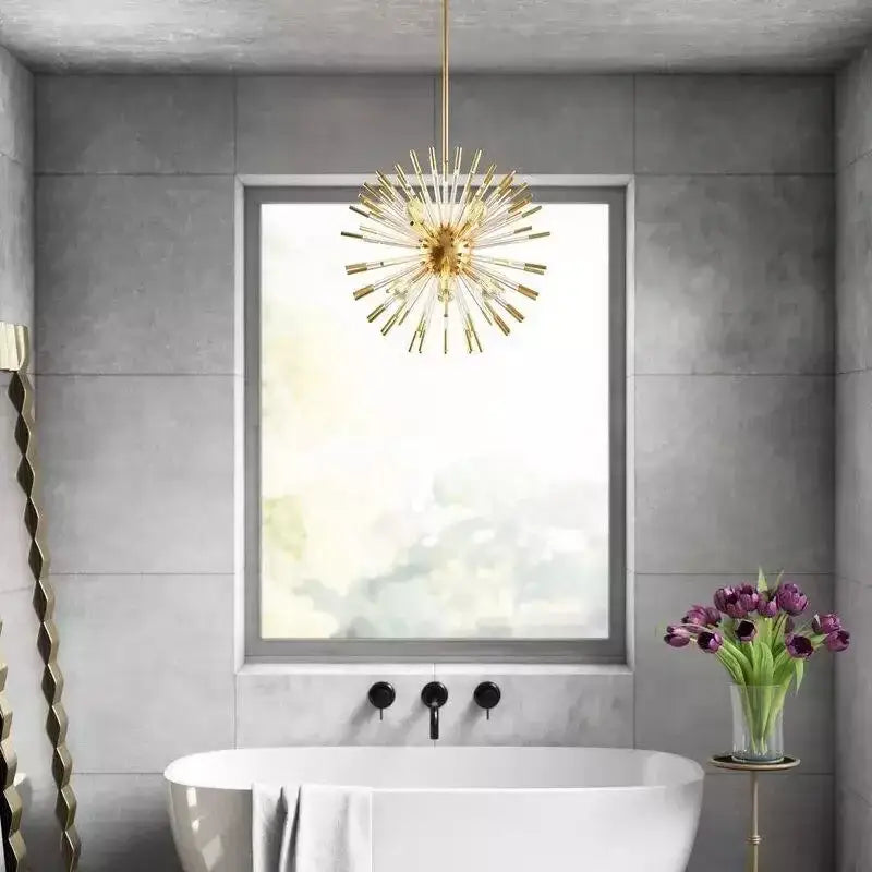 Modern gold crystal dandelion led chandelier living room light