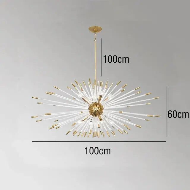 Modern gold crystal dandelion led chandelier living room light