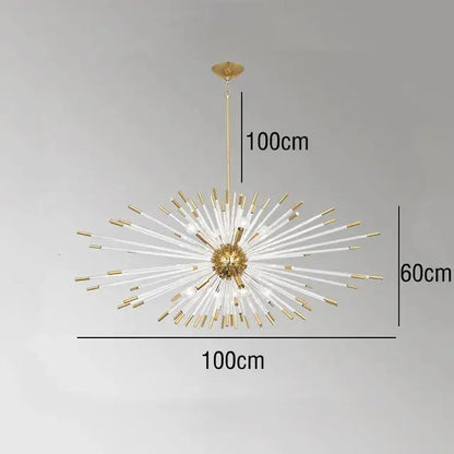 Modern gold crystal dandelion led chandelier living room light