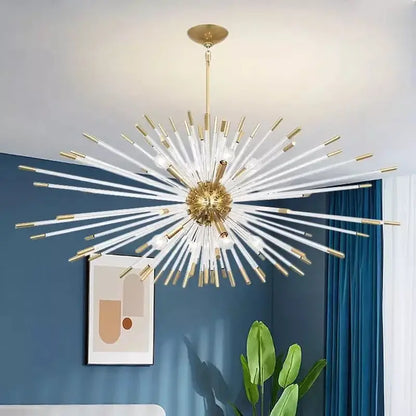 Modern gold crystal dandelion led chandelier living room light