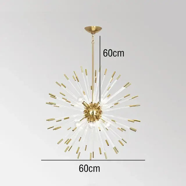 Modern gold crystal dandelion led chandelier living room light