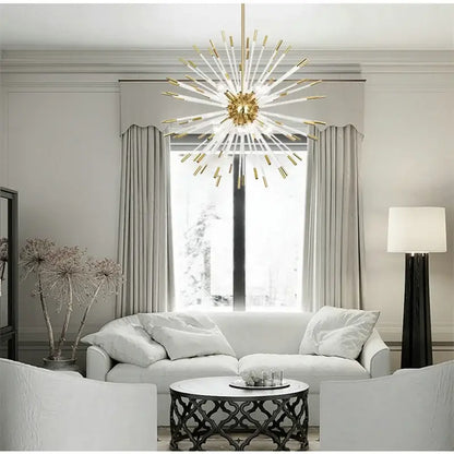 Modern gold crystal dandelion led chandelier living room light
