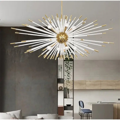 Modern gold crystal dandelion led chandelier living room light