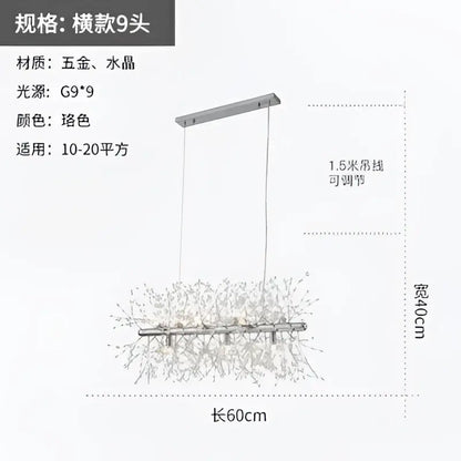 Modern gold crystal dandelion pendant light for dining room
