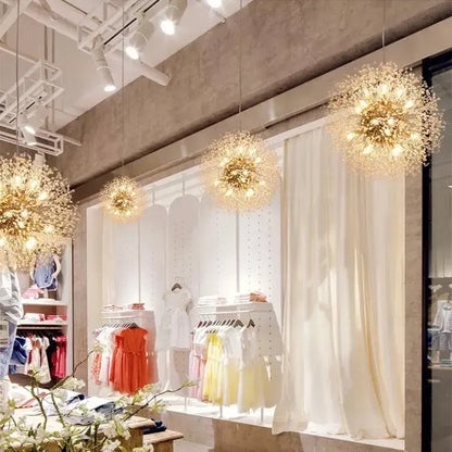Modern gold crystal dandelion pendant light for dining room