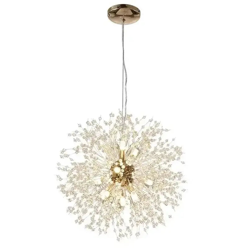 Modern gold crystal dandelion pendant light for dining room