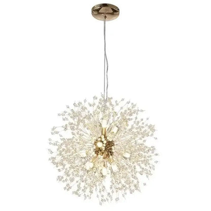 Modern gold crystal dandelion pendant light for dining room