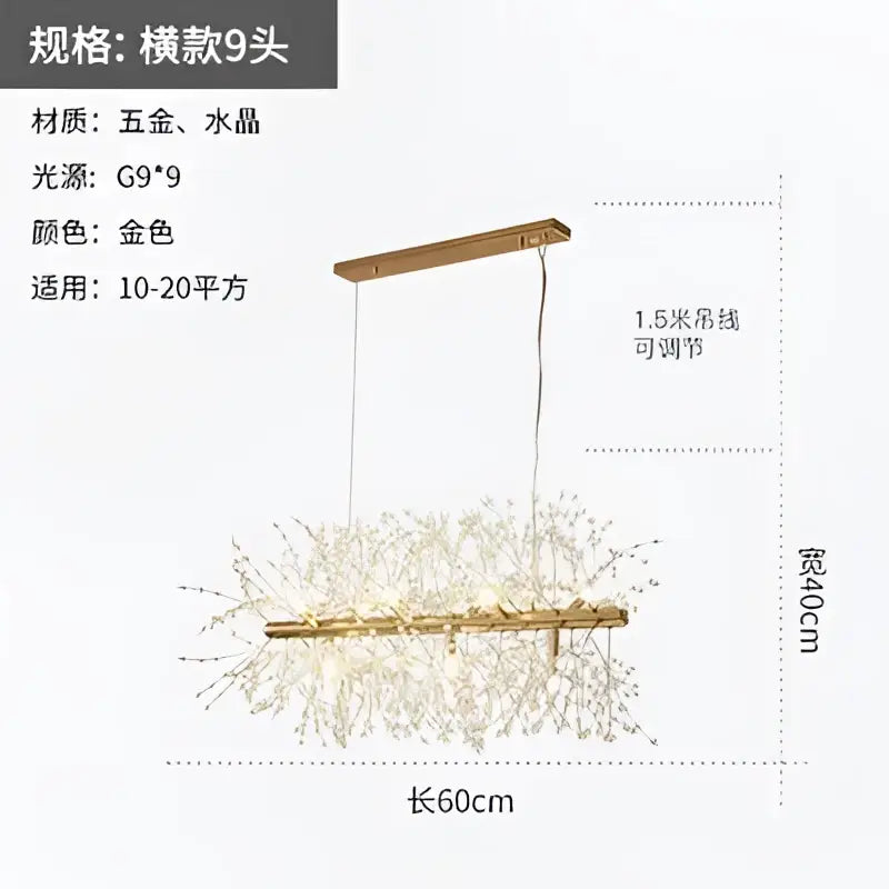 Modern gold crystal dandelion pendant light for dining room