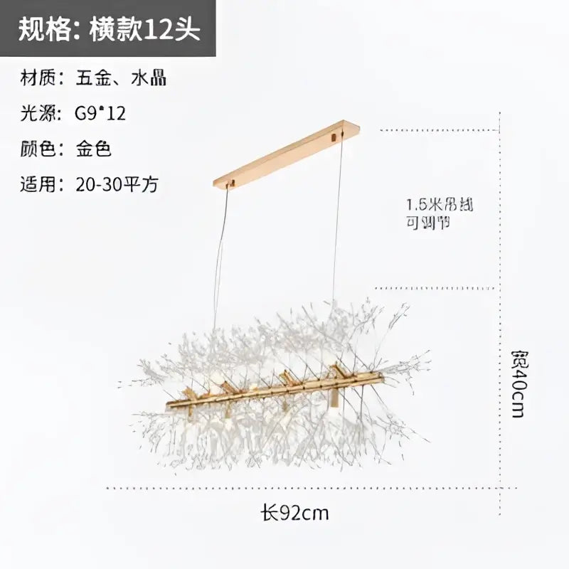 Modern gold crystal dandelion pendant light for dining room