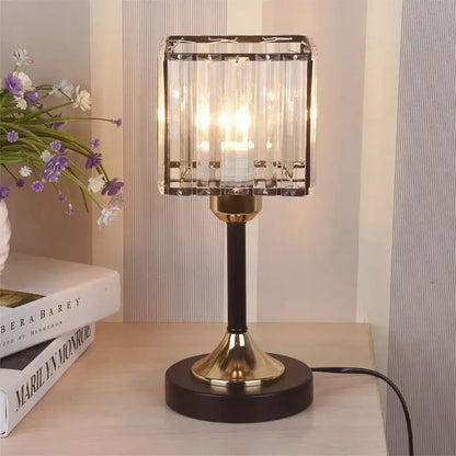 Modern gold crystal desk lamp bedroom usb charging night light