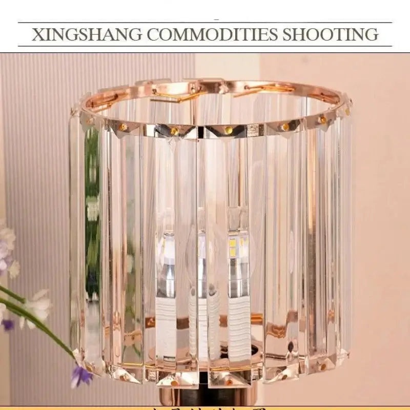 Modern gold crystal desk lamp bedroom usb charging night light