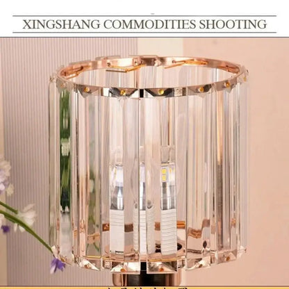 Modern gold crystal desk lamp bedroom usb charging night light