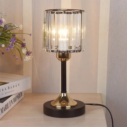 Modern gold crystal desk lamp bedroom usb charging night light