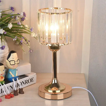 Modern gold crystal desk lamp bedroom usb charging night light