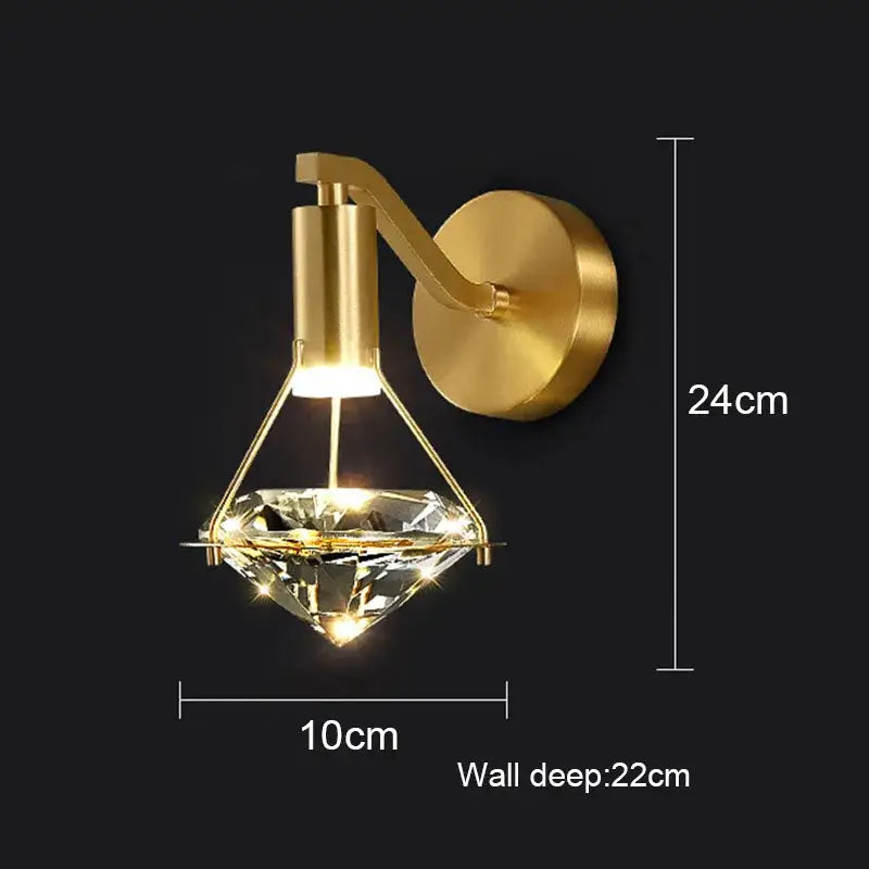 Modern gold crystal diamond wall lamp for bedroom luxury lighting