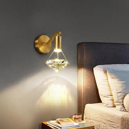 Modern gold crystal diamond wall lamp for bedroom luxury lighting