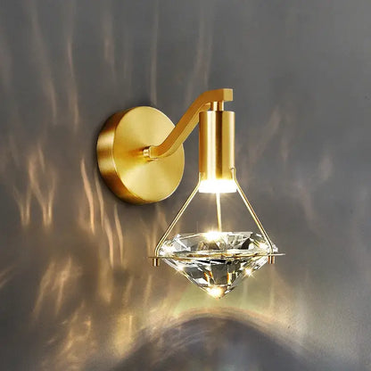 Modern gold crystal diamond wall lamp for bedroom luxury lighting