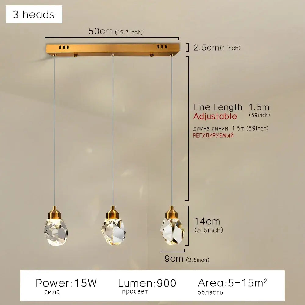 Modern gold crystal dining chandeliers for bedroom and bar room