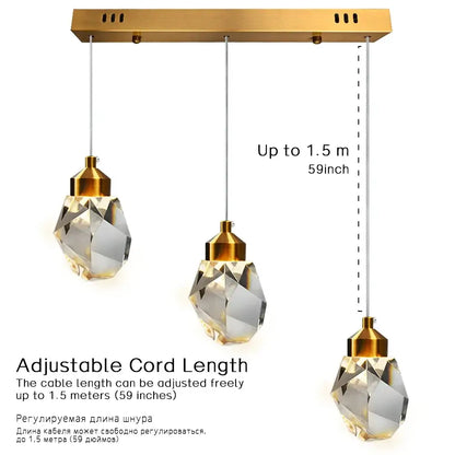Modern gold crystal dining chandeliers for bedroom and bar room